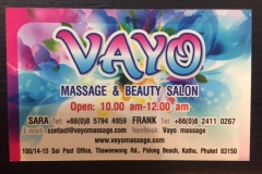 VAYO MASSAGE BUSINESS CARD
